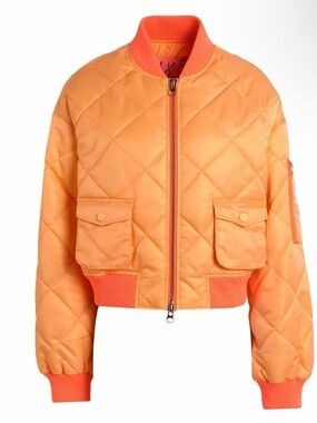 NWT MAX&Co. ADR De-Coated orange quilted bomber jacket. Size 8